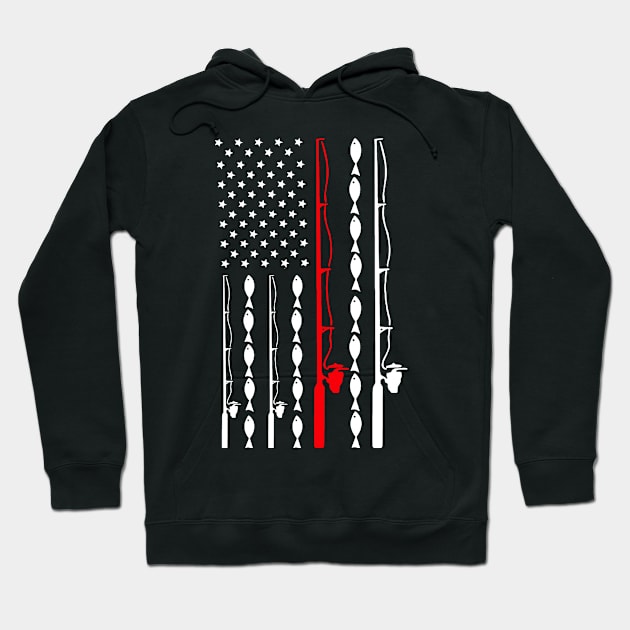 Fishing T-Shirt Funny American Flag Fishing Hoodie by jrgmerschmann